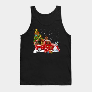 Red Truck Merry Christmas Tree Dachshund Dog Christmas T-Shirt Tank Top